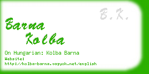 barna kolba business card